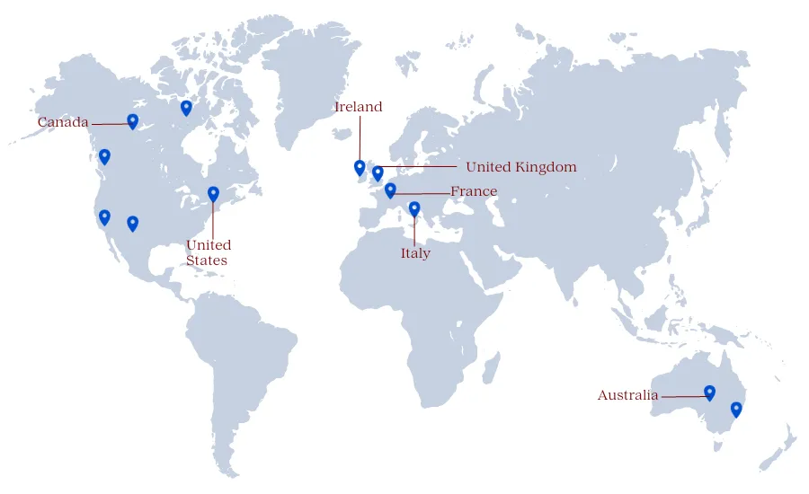 Asja Geppini Studio Services Clients Served Map